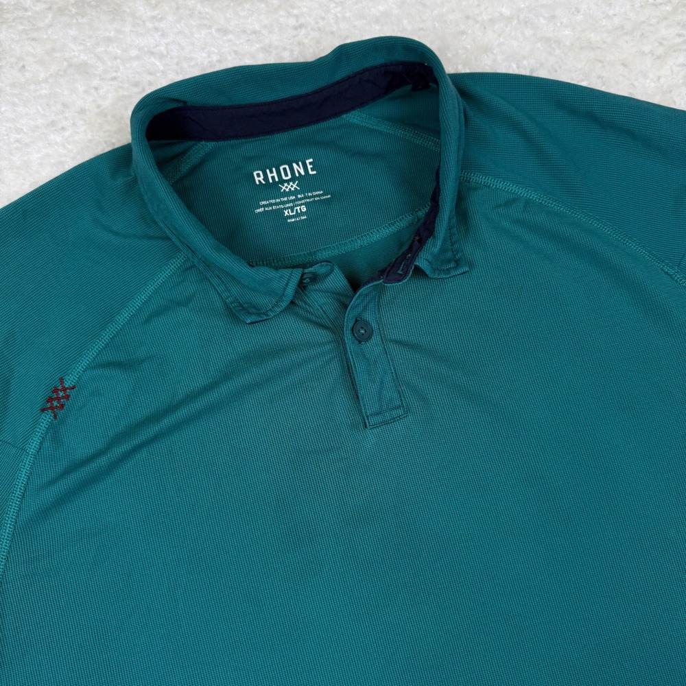 Rhone Delta Pique Polo Shirt Mens XL Teal Performance Stretch Golf Athletic